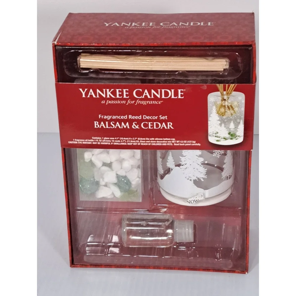 Yankee Candle Balsam & Cedar Fragranced Reed Decor Set Winter Forest 1220045